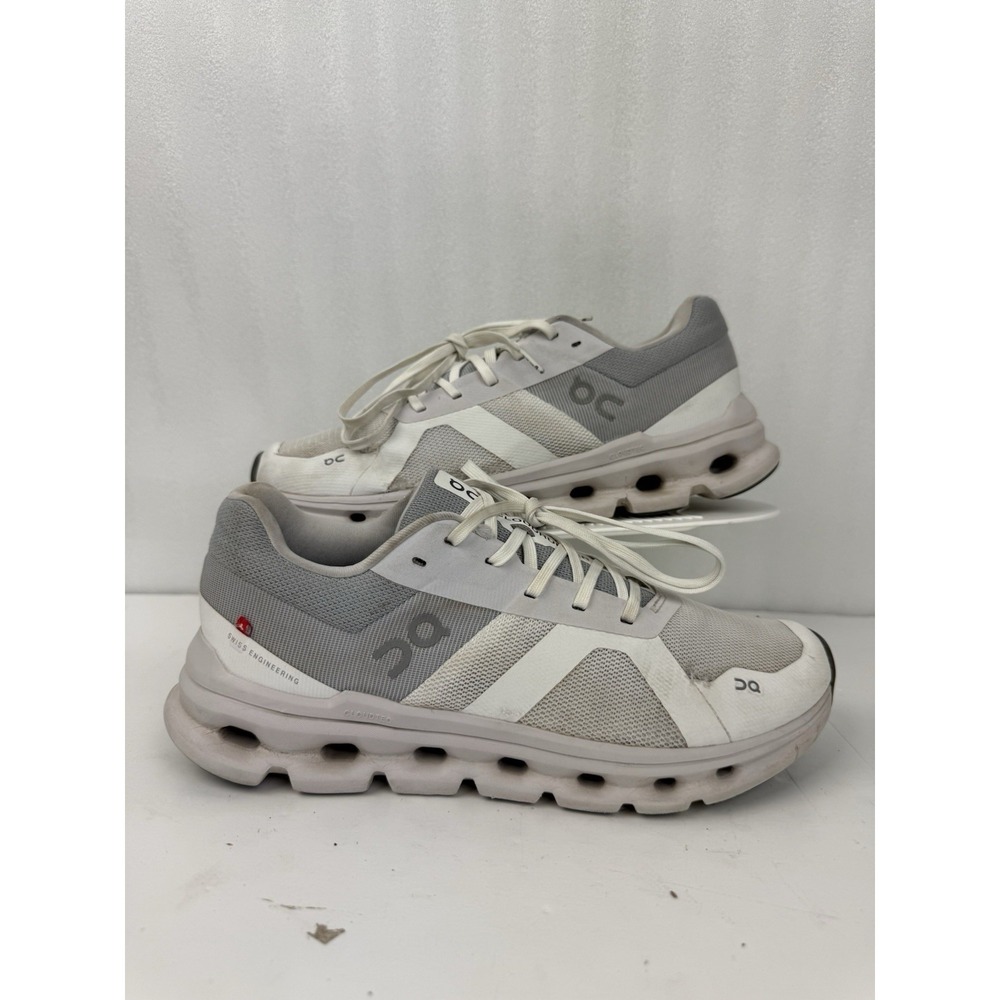 On Cloudrunner Women's Size 7.5 Running Shoes White Frost Grey Mesh Sneaker